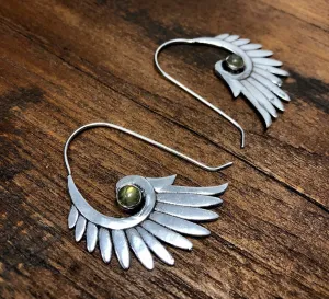 Labradorite Wing Feather Earrings