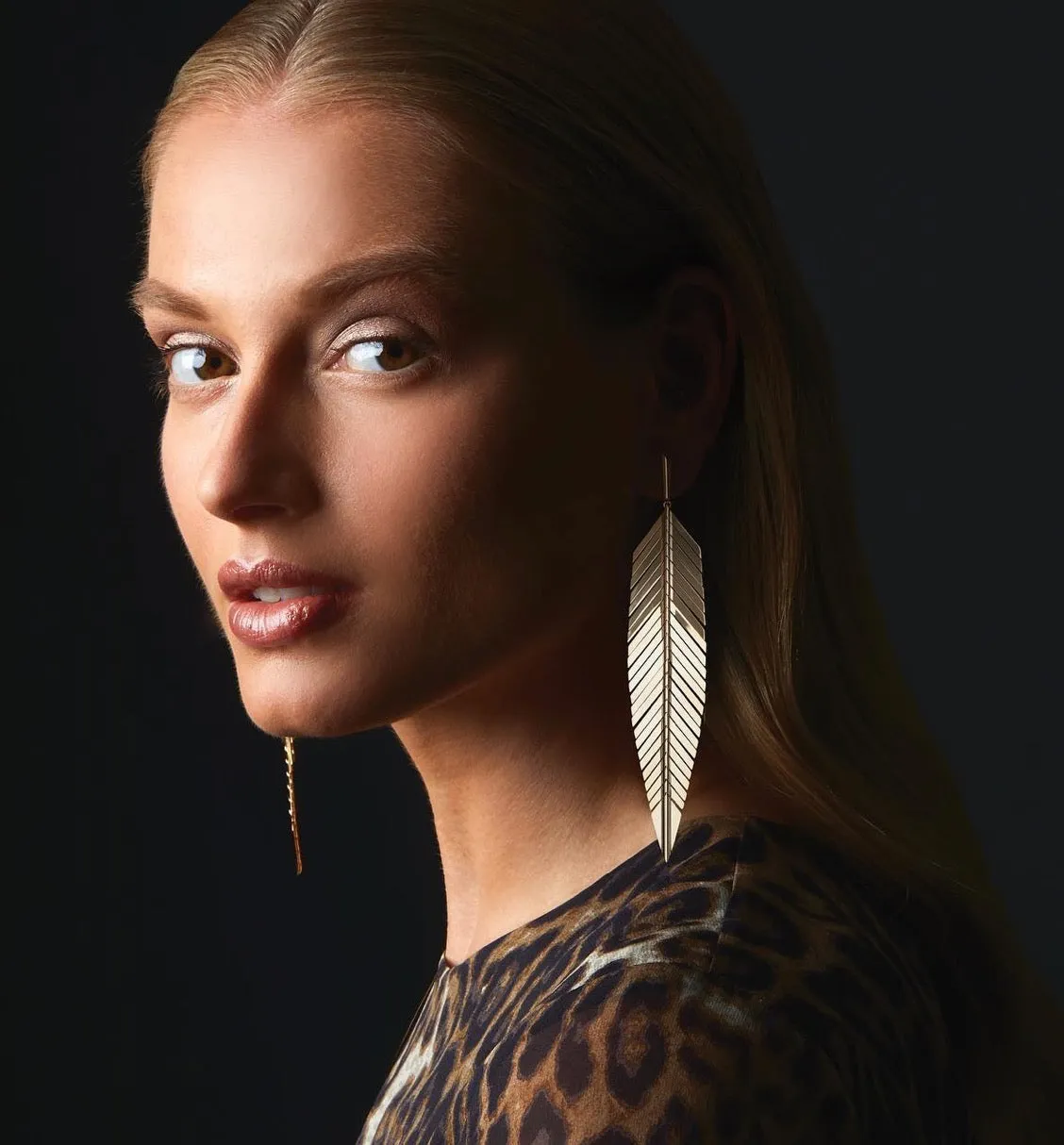 Large Feather Drop Earrings