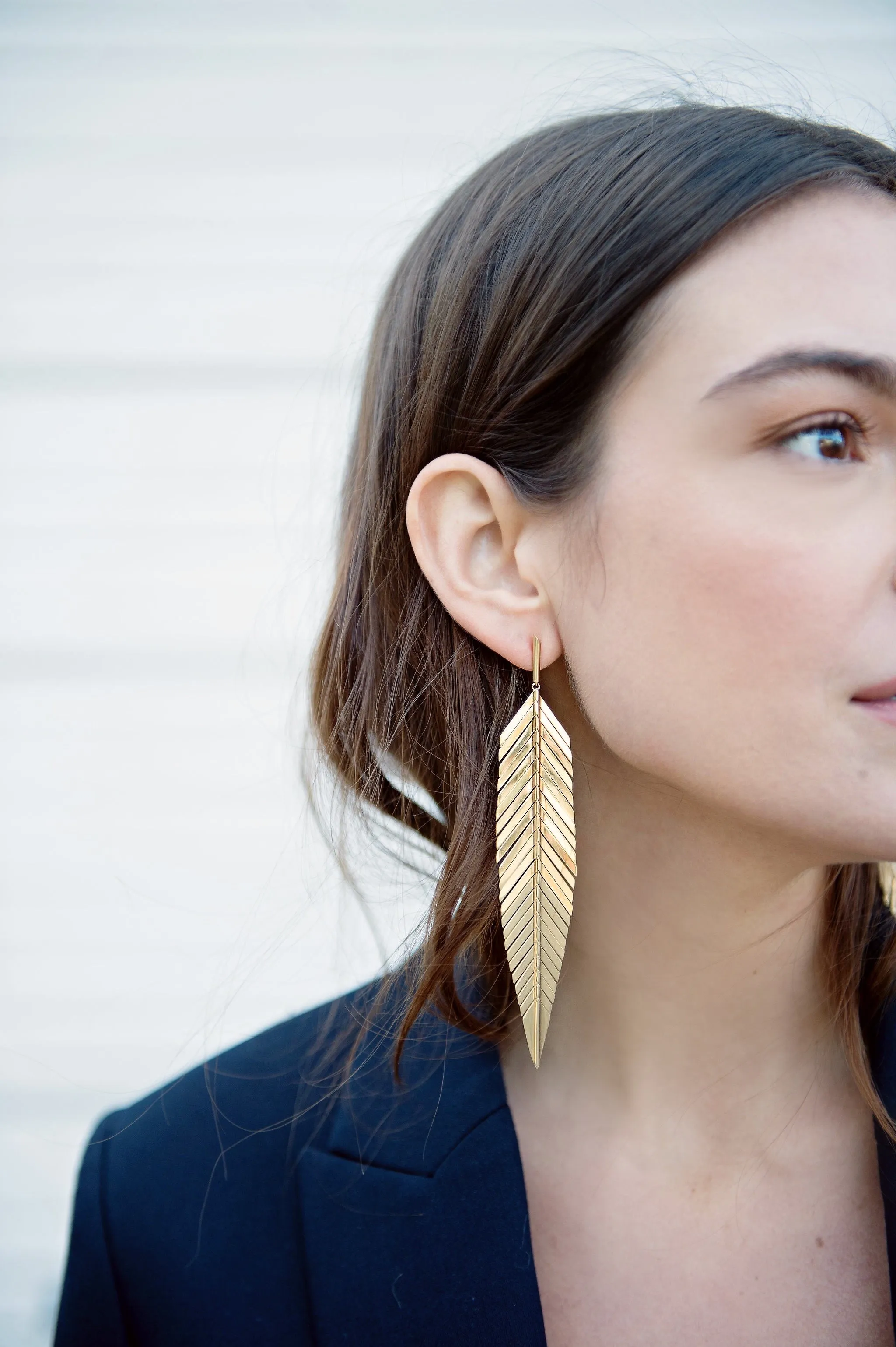 Large Feather Drop Earrings