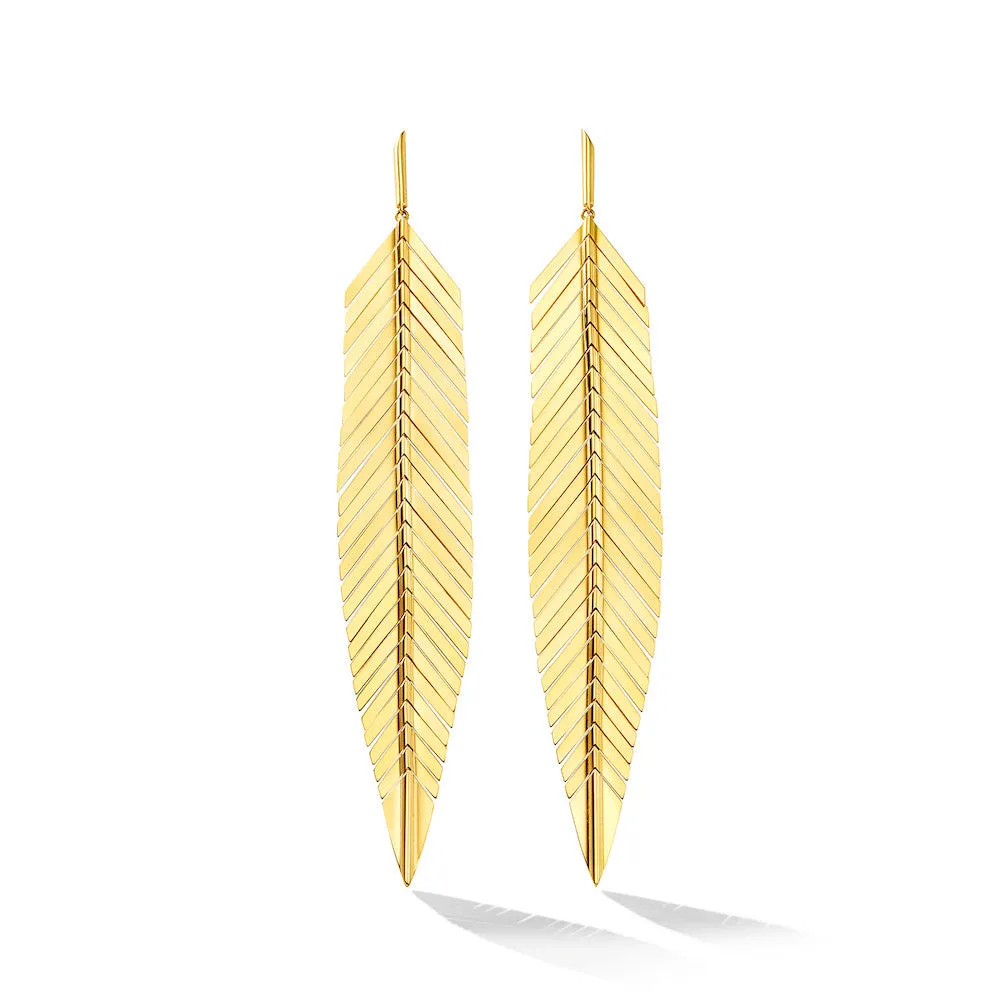 Large Feather Drop Earrings