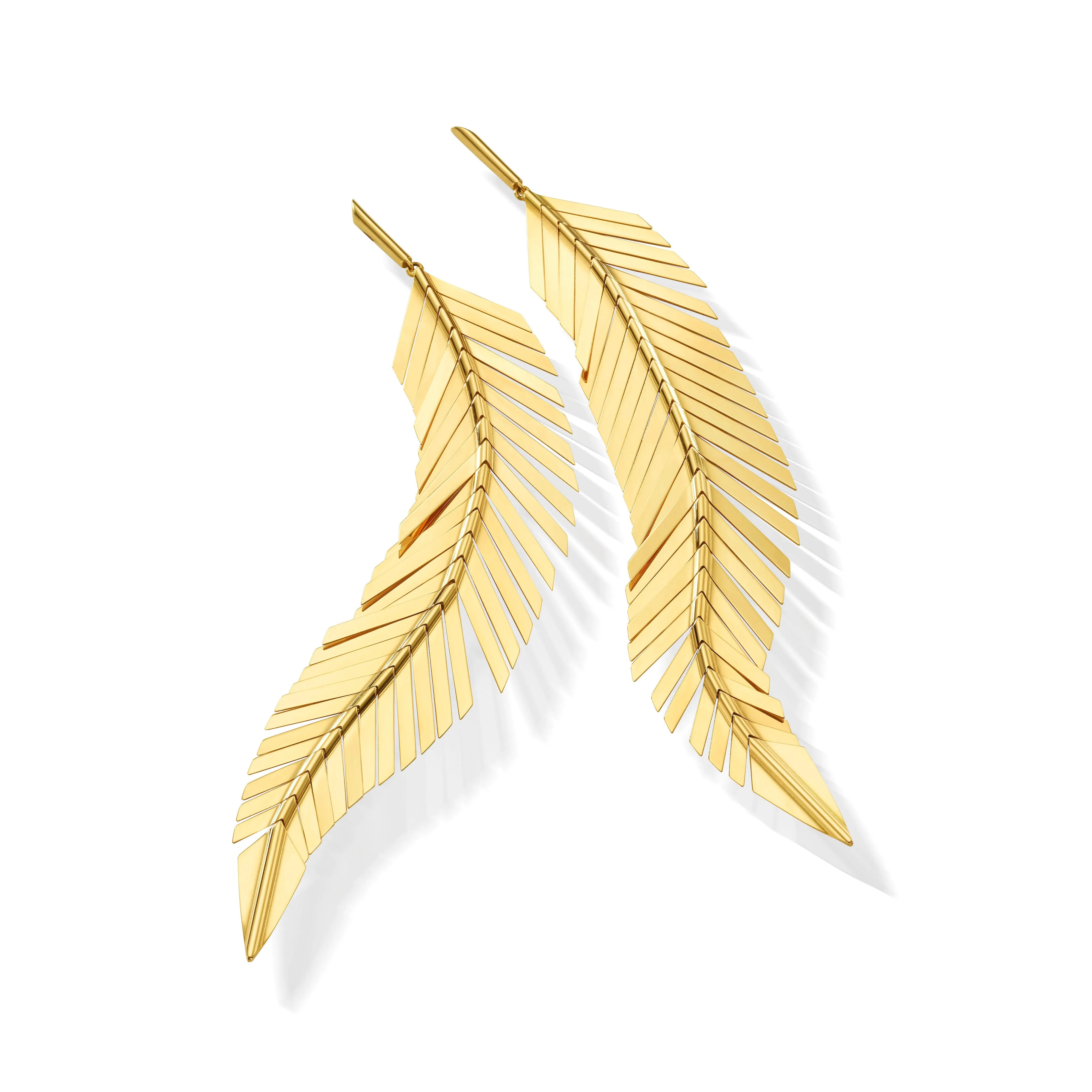 Large Feather Drop Earrings