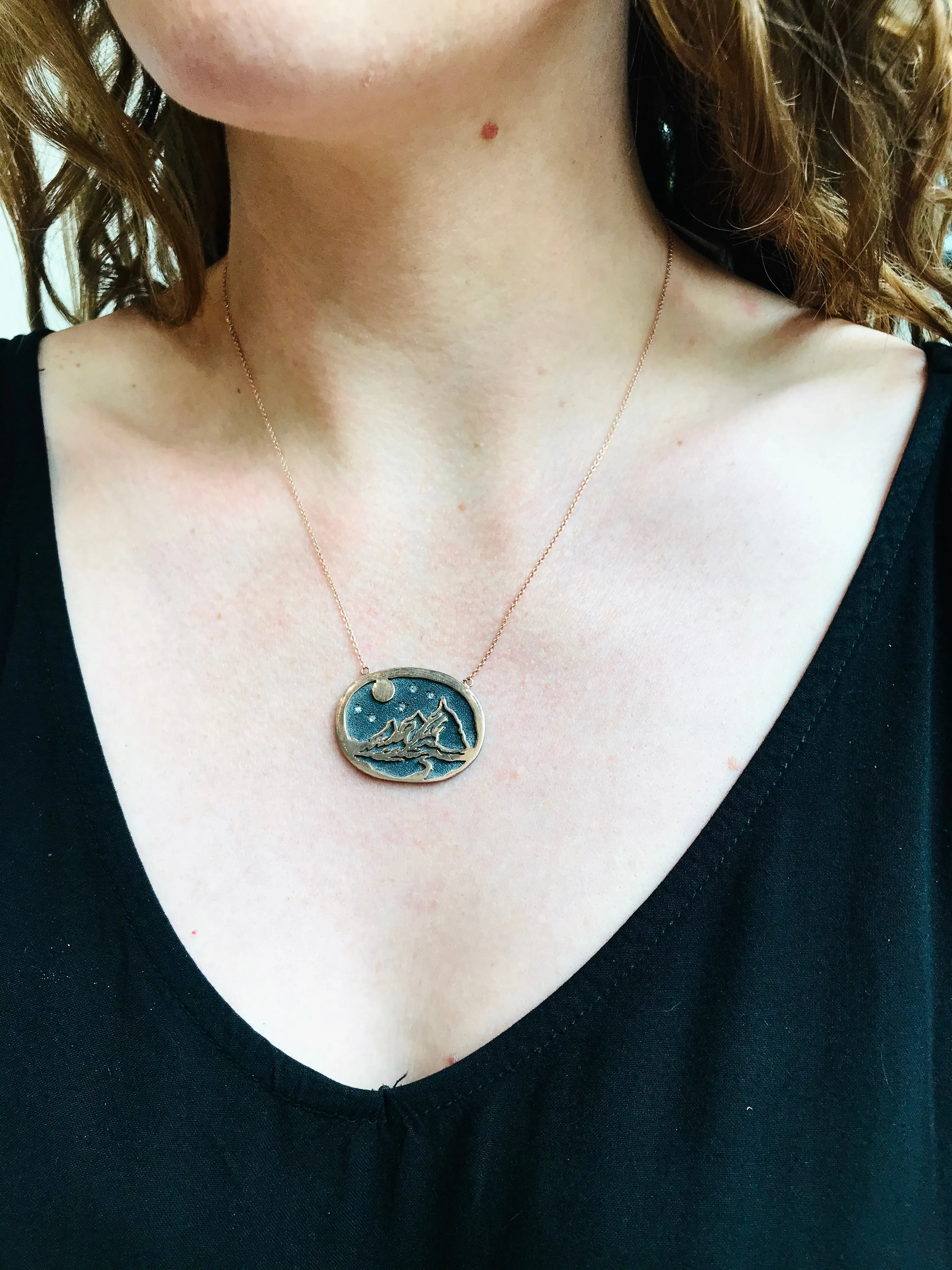 Large Rose Gold Flatirons Pendant