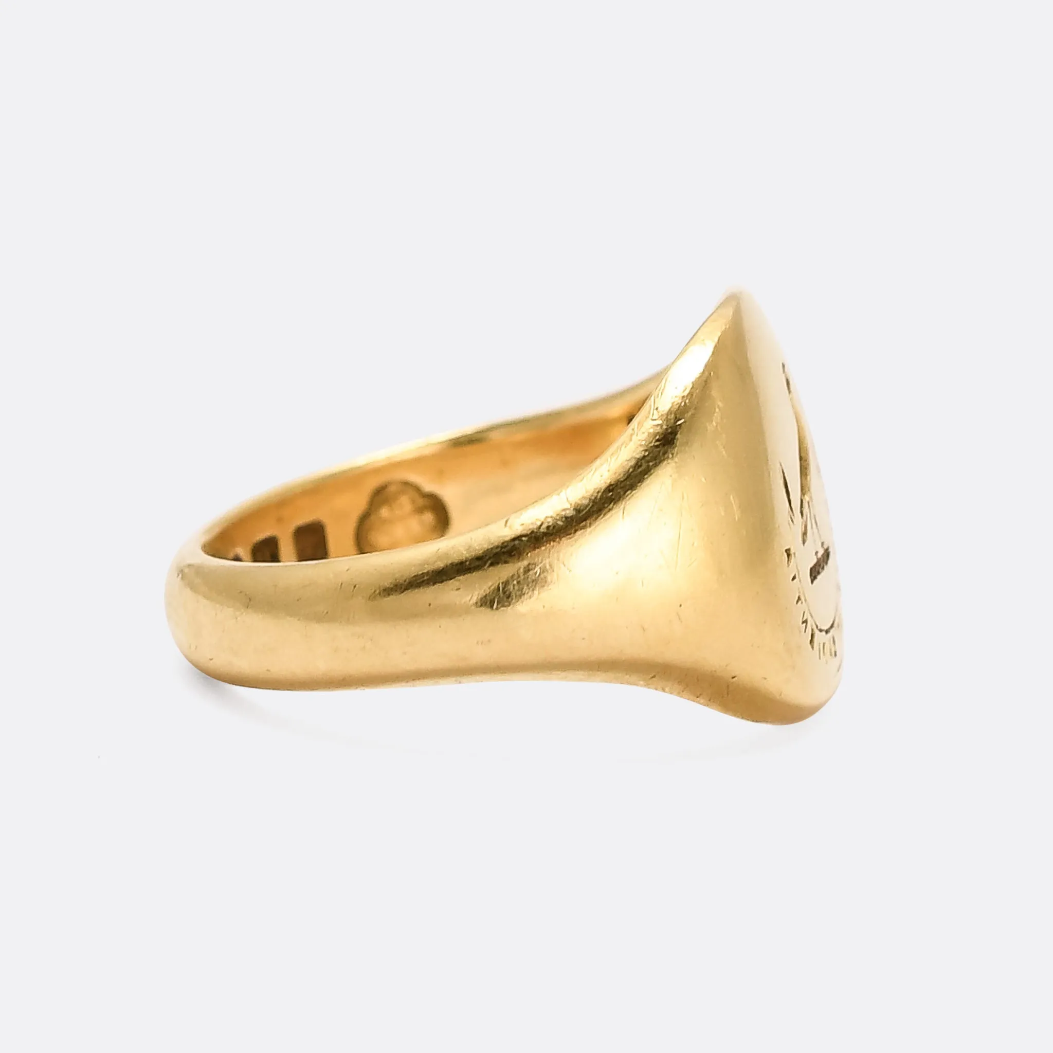 Late Victorian Falcon Intaglio Signet Ring "Virtue & Wisdom"