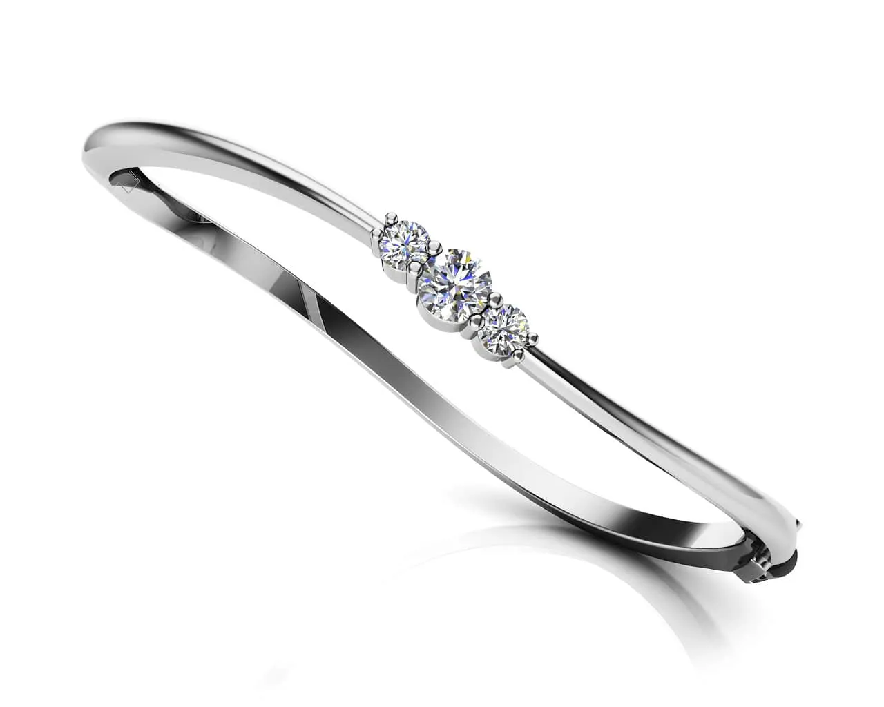 Legendary Curved Diamond Bangle with 0.26 ct.(finished) 2.5mm, 3.3mm