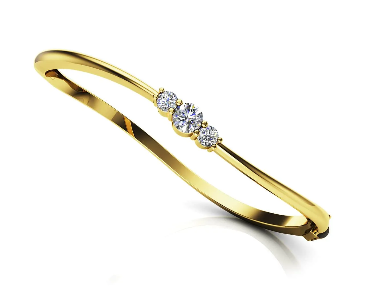 Legendary Curved Diamond Bangle with 0.26 ct.(finished) 2.5mm, 3.3mm