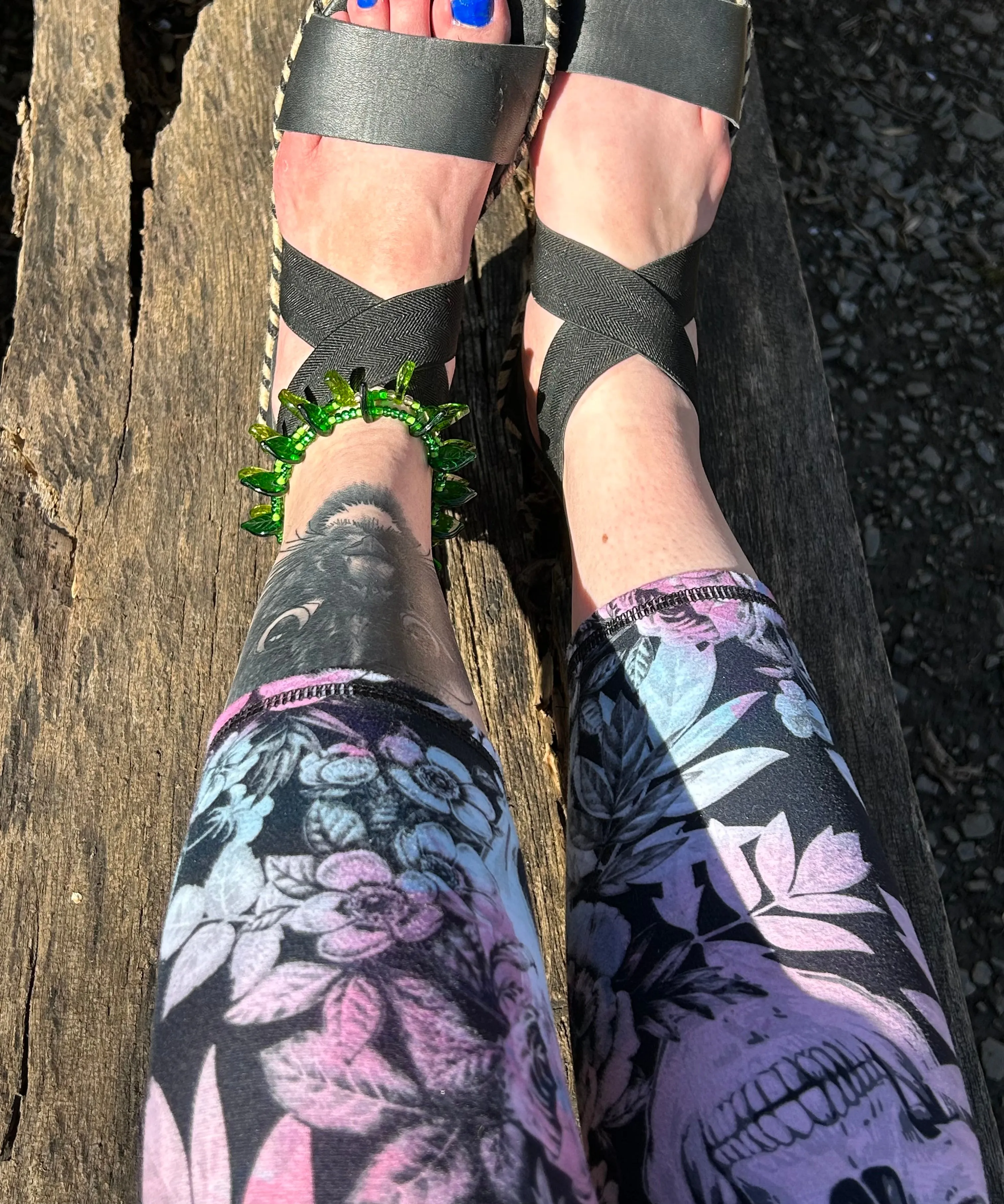 Light And Dark Green Glass Leaf Beaded Anklet And Earrings, Nature Inspired, Summer Jewelry