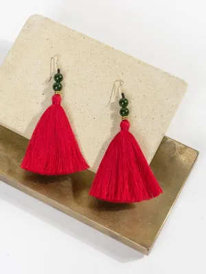 lina earrings - red/green jade