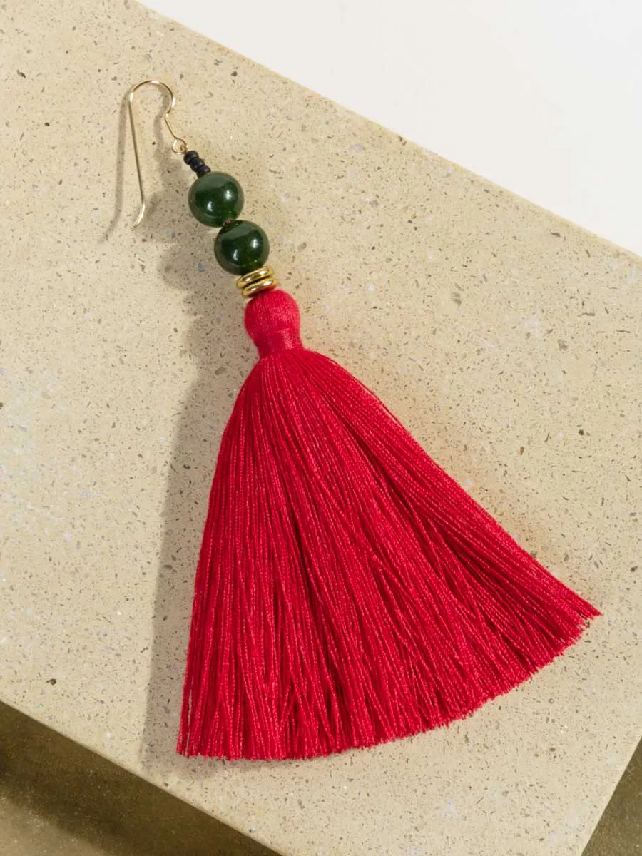 lina earrings - red/green jade