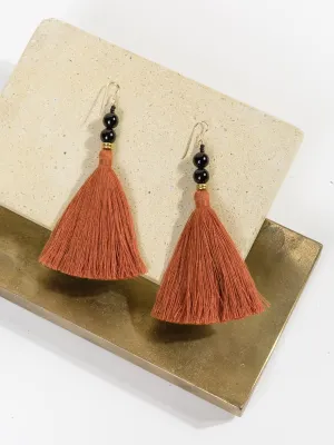 lina earrings - rust/onyx