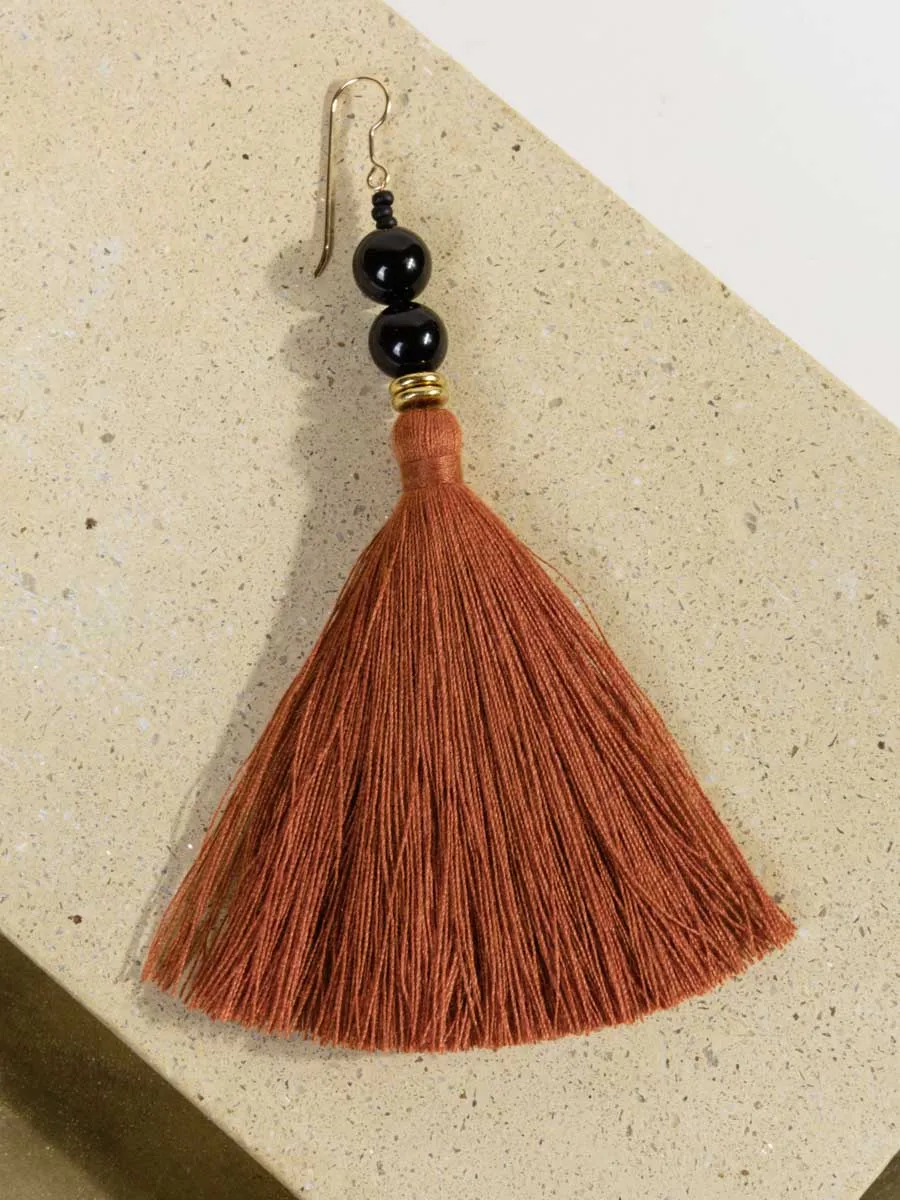 lina earrings - rust/onyx