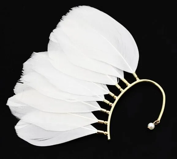 Long Feather Tassel Cuff Clip Earring
