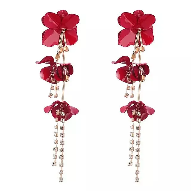 Long Flower Tassel Earrings For Woman Party