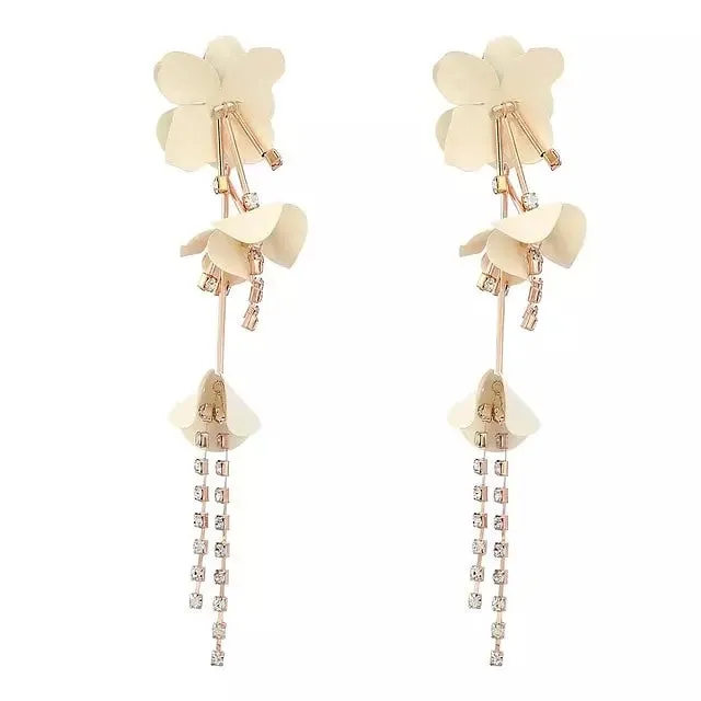 Long Flower Tassel Earrings For Woman Party
