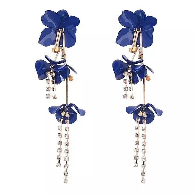 Long Flower Tassel Earrings For Woman Party