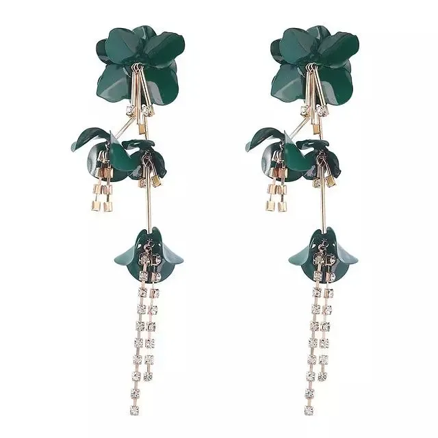 Long Flower Tassel Earrings For Woman Party