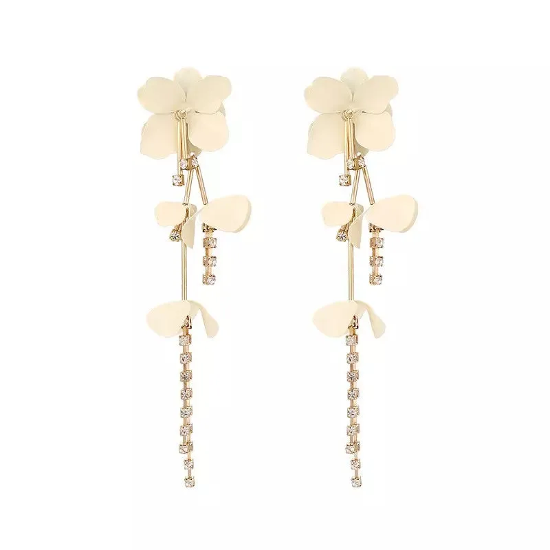 Long Flower Tassel Earrings For Woman Party