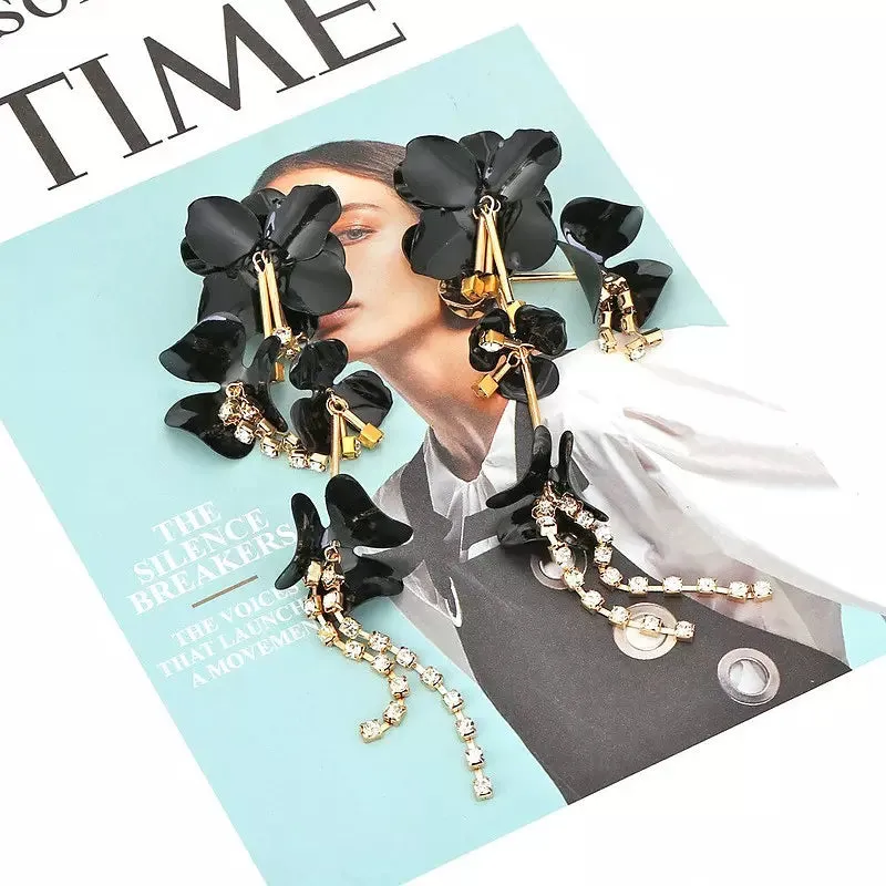 Long Flower Tassel Earrings For Woman Party
