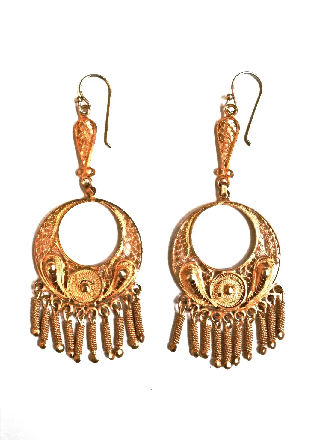 Long Gold Filigree Earrings