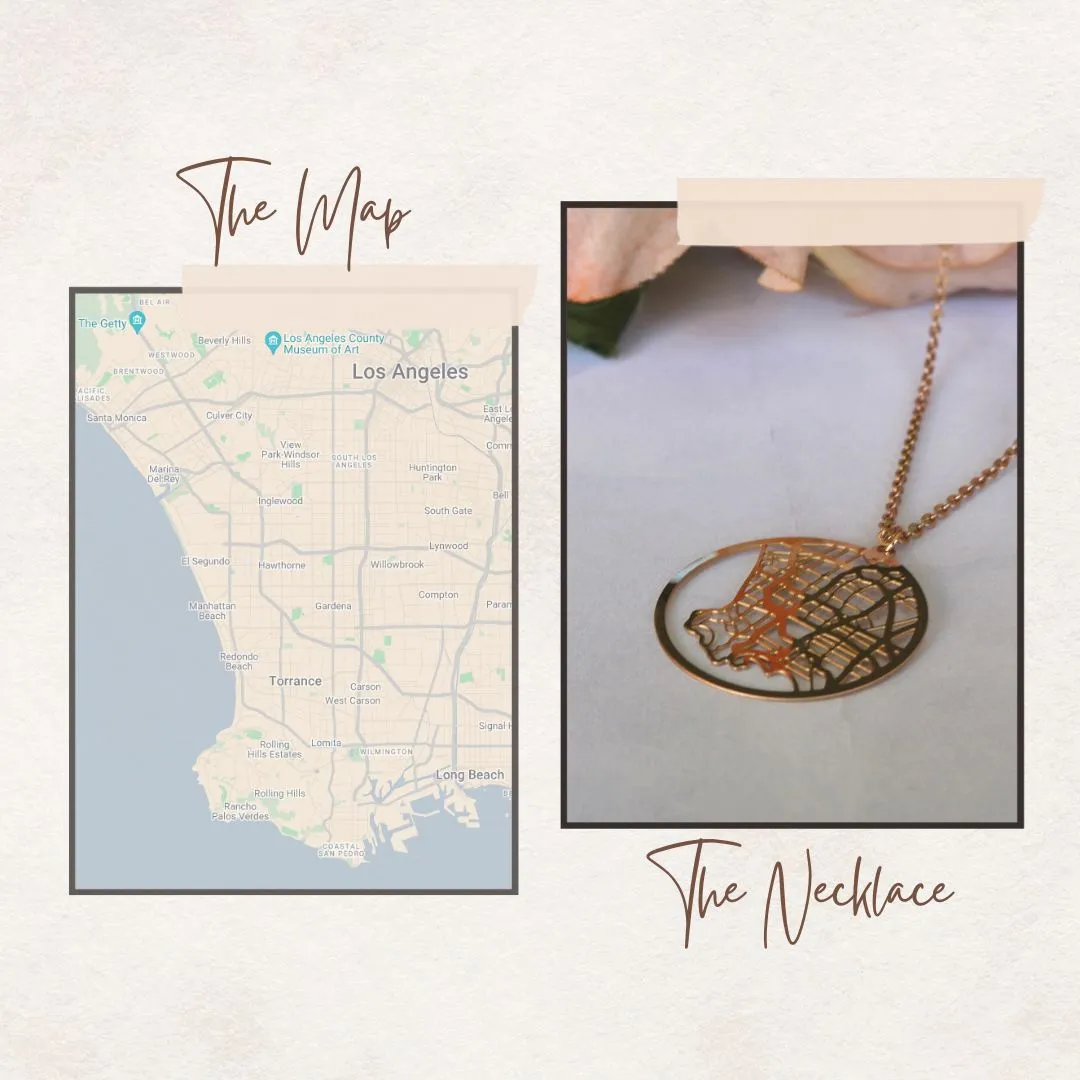 Los Angeles Rose Gold - City Map Necklace