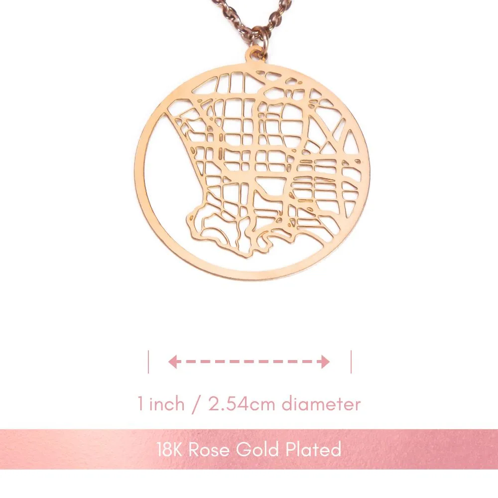 Los Angeles Rose Gold - City Map Necklace