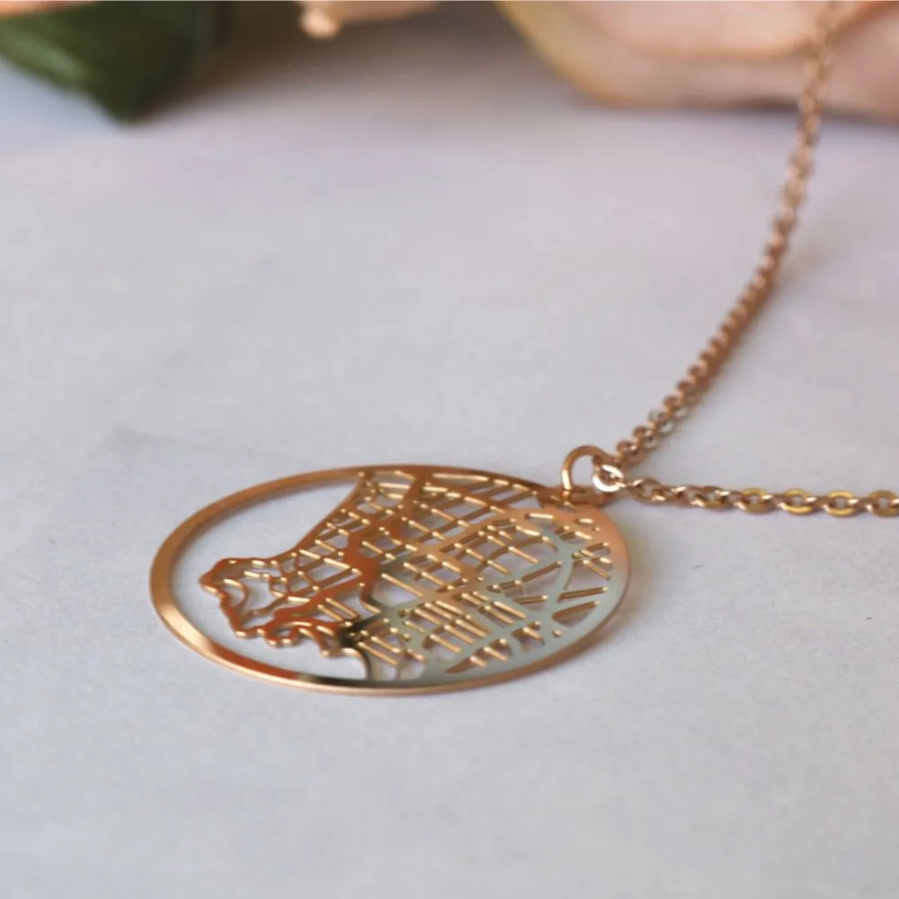 Los Angeles Rose Gold - City Map Necklace