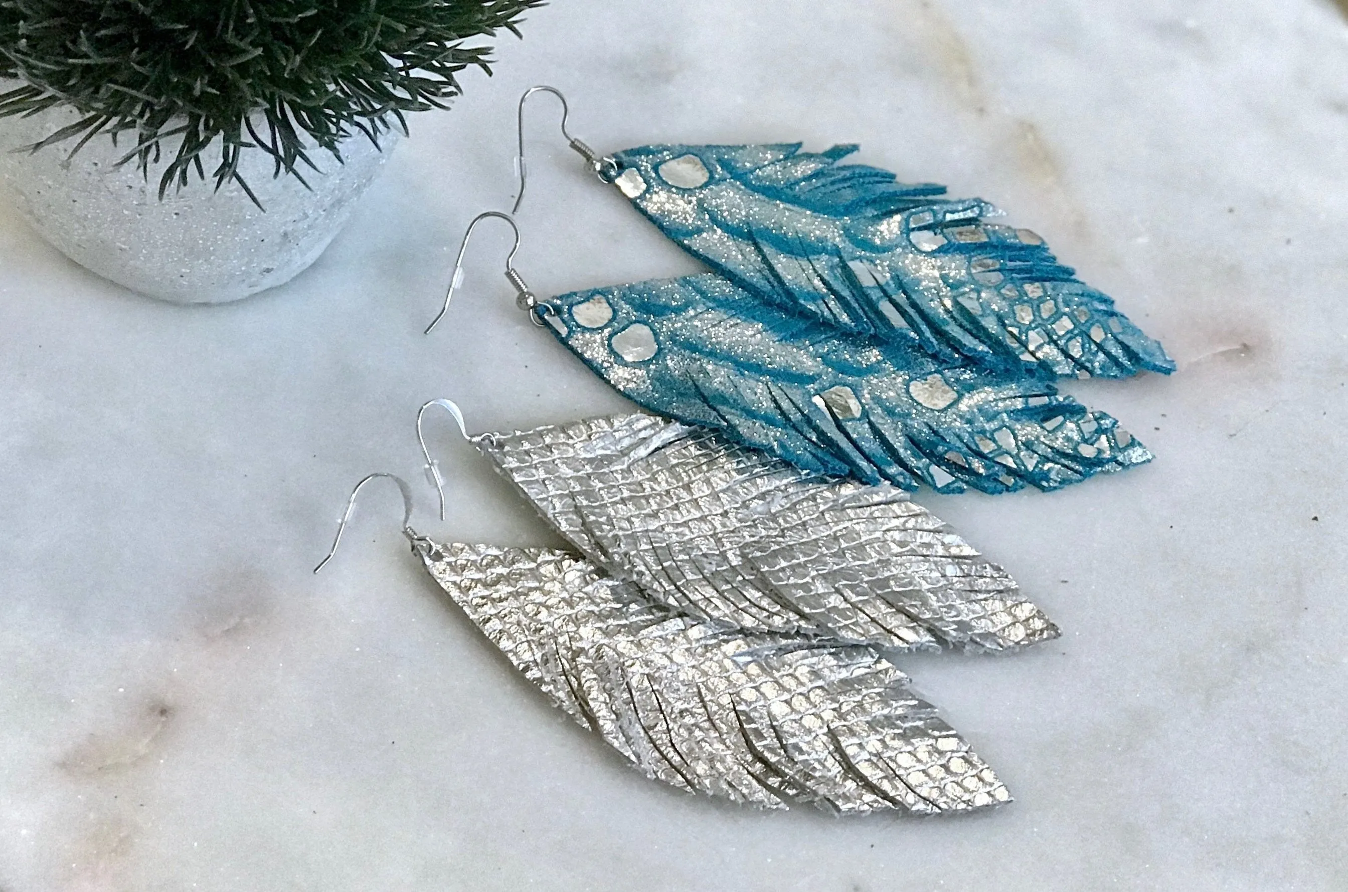 LOU Genuine Leather Feather Earrings in 50 Colors