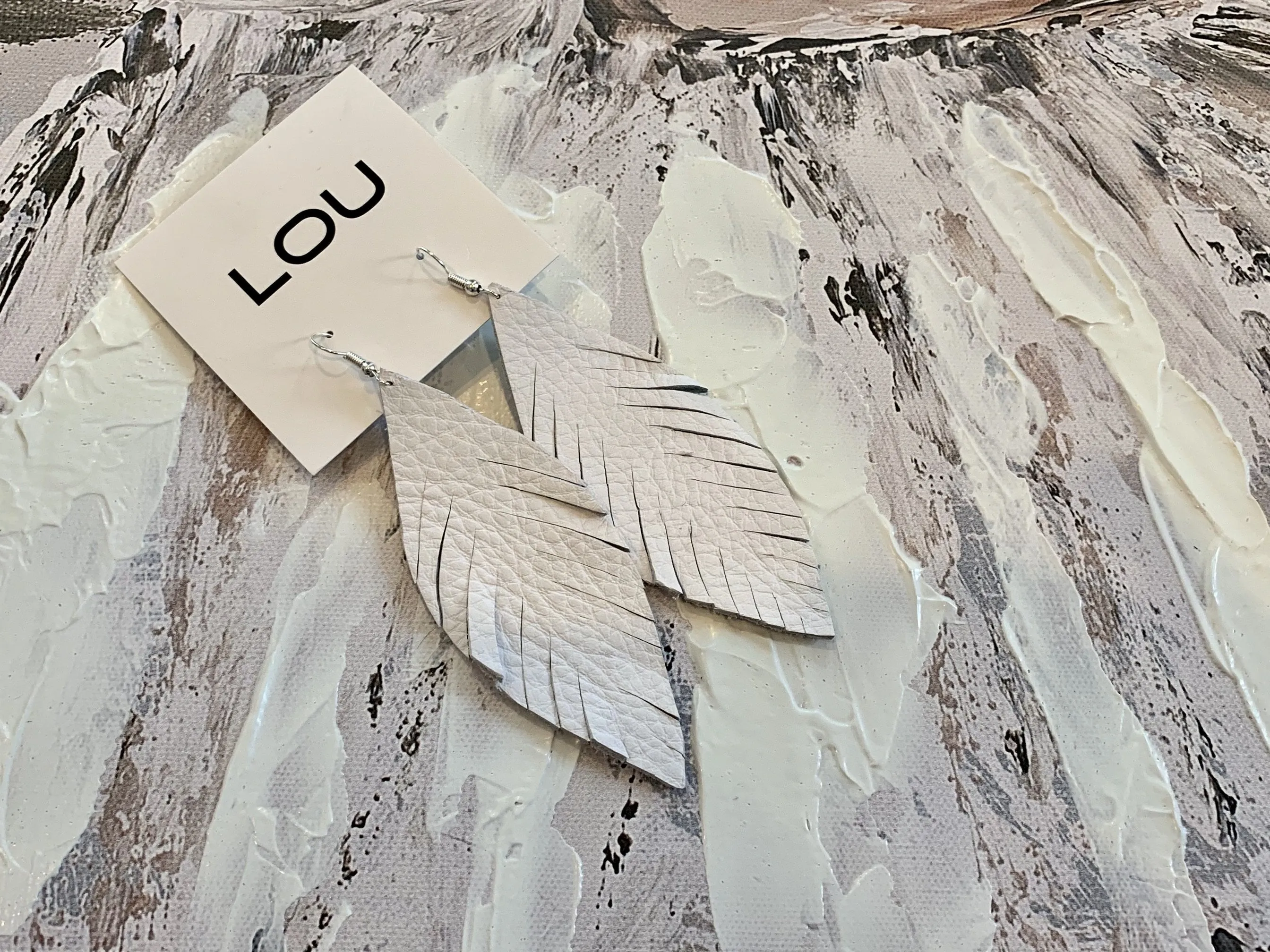 LOU Genuine Leather Feather Earrings in 50 Colors