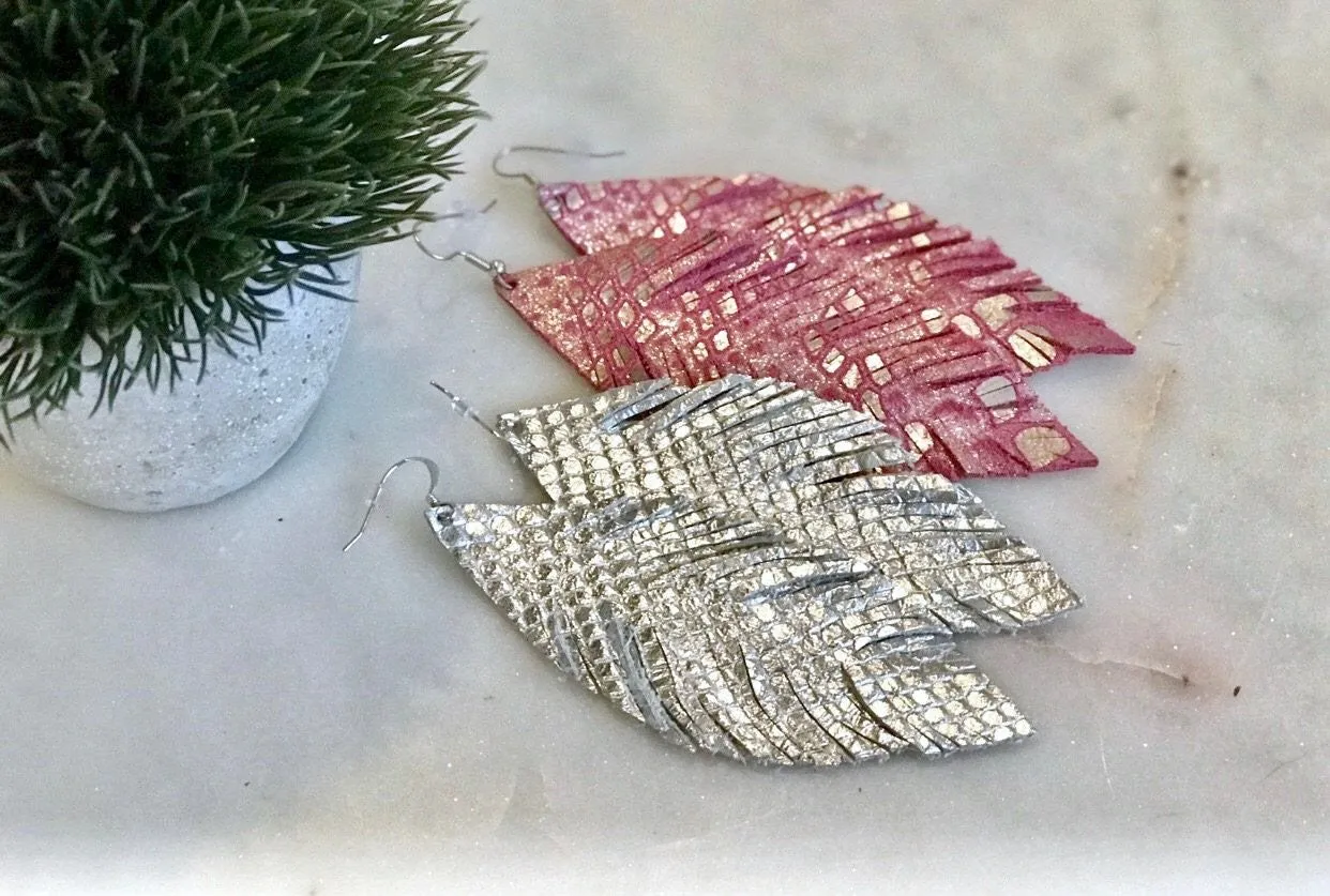 LOU Genuine Leather Feather Earrings in 50 Colors