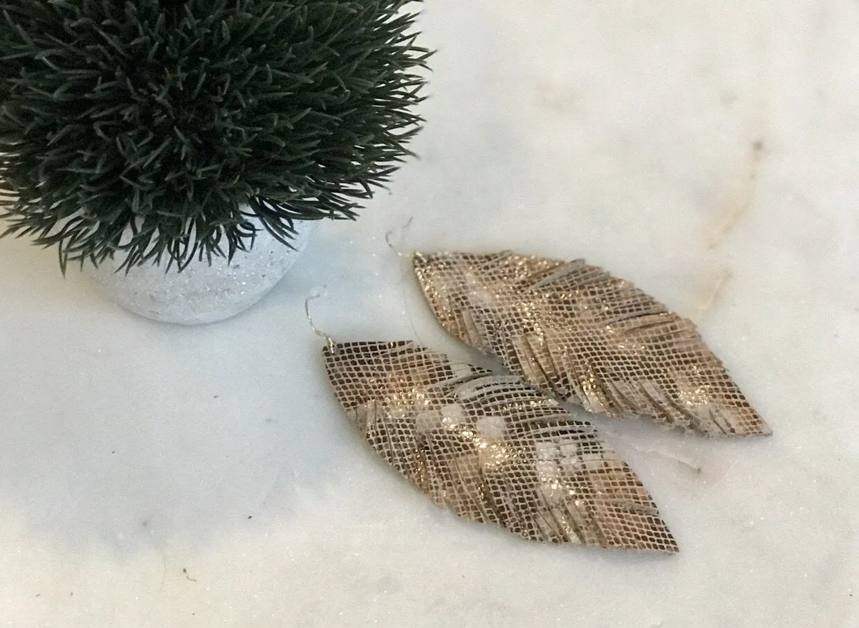 LOU Genuine Leather Feather Earrings in 50 Colors
