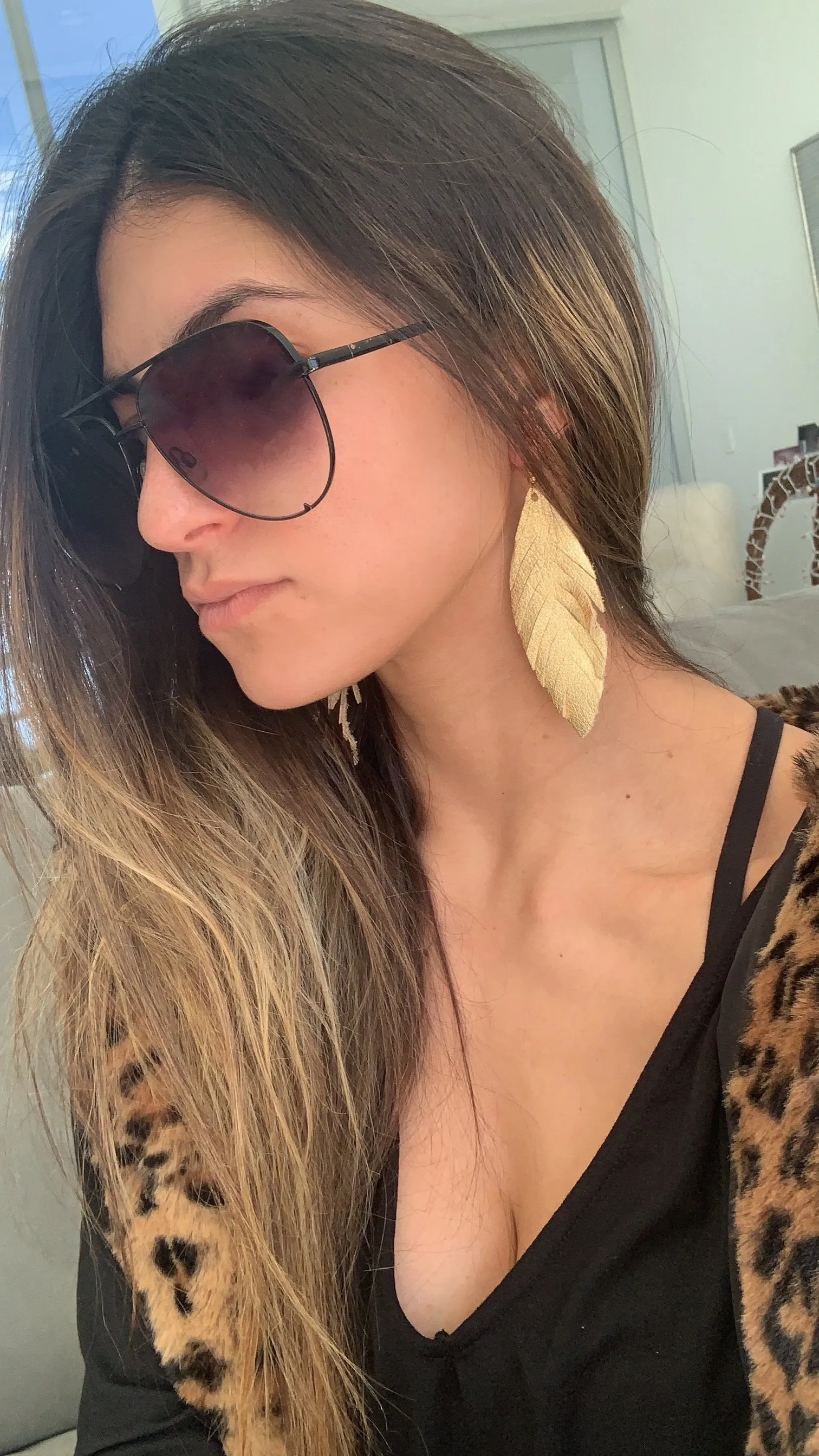 LOU Genuine Leather Feather Earrings in 50 Colors