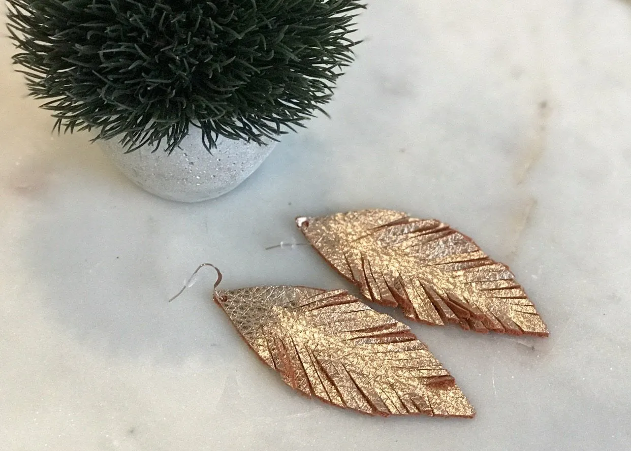LOU Genuine Leather Feather Earrings in 50 Colors