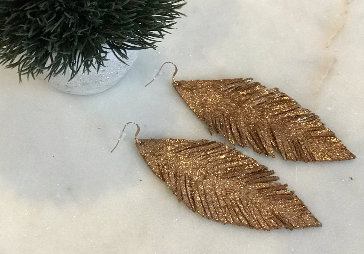 LOU Genuine Leather Feather Earrings in 50 Colors