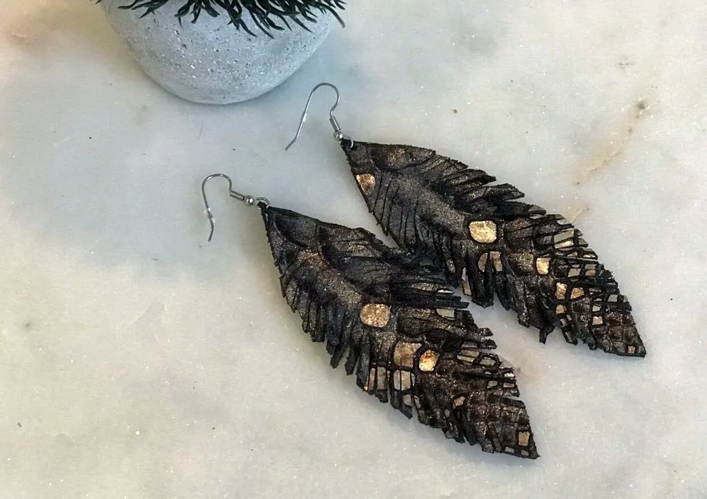 LOU Genuine Leather Feather Earrings in 50 Colors