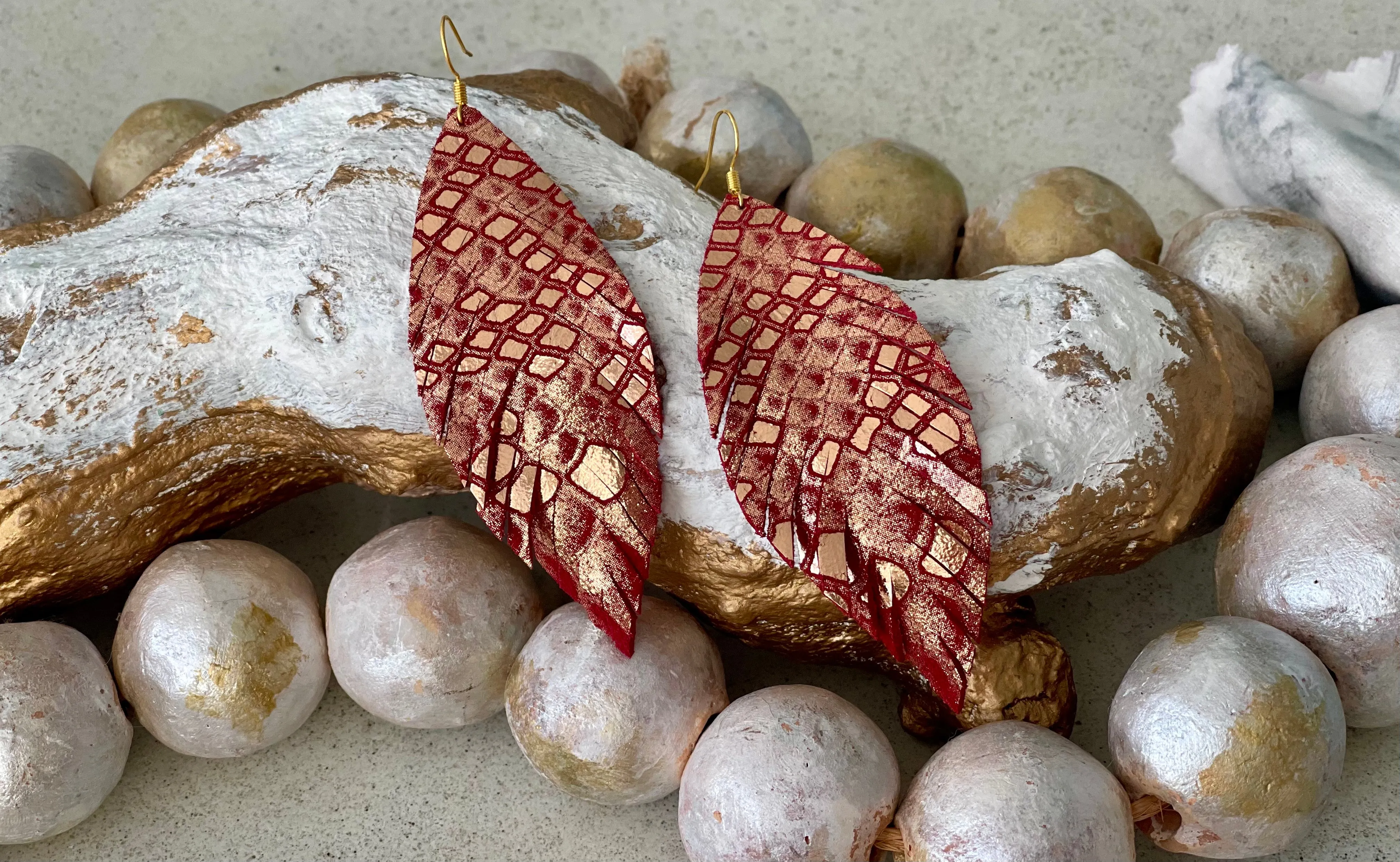 LOU Genuine Leather Feather Earrings in 50 Colors