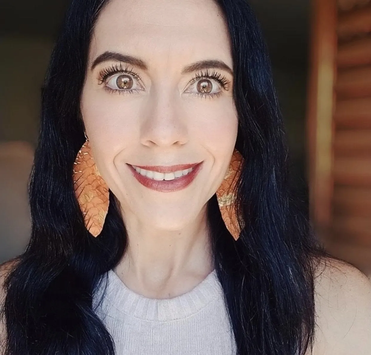 LOU Genuine Leather Feather Earrings in 50 Colors