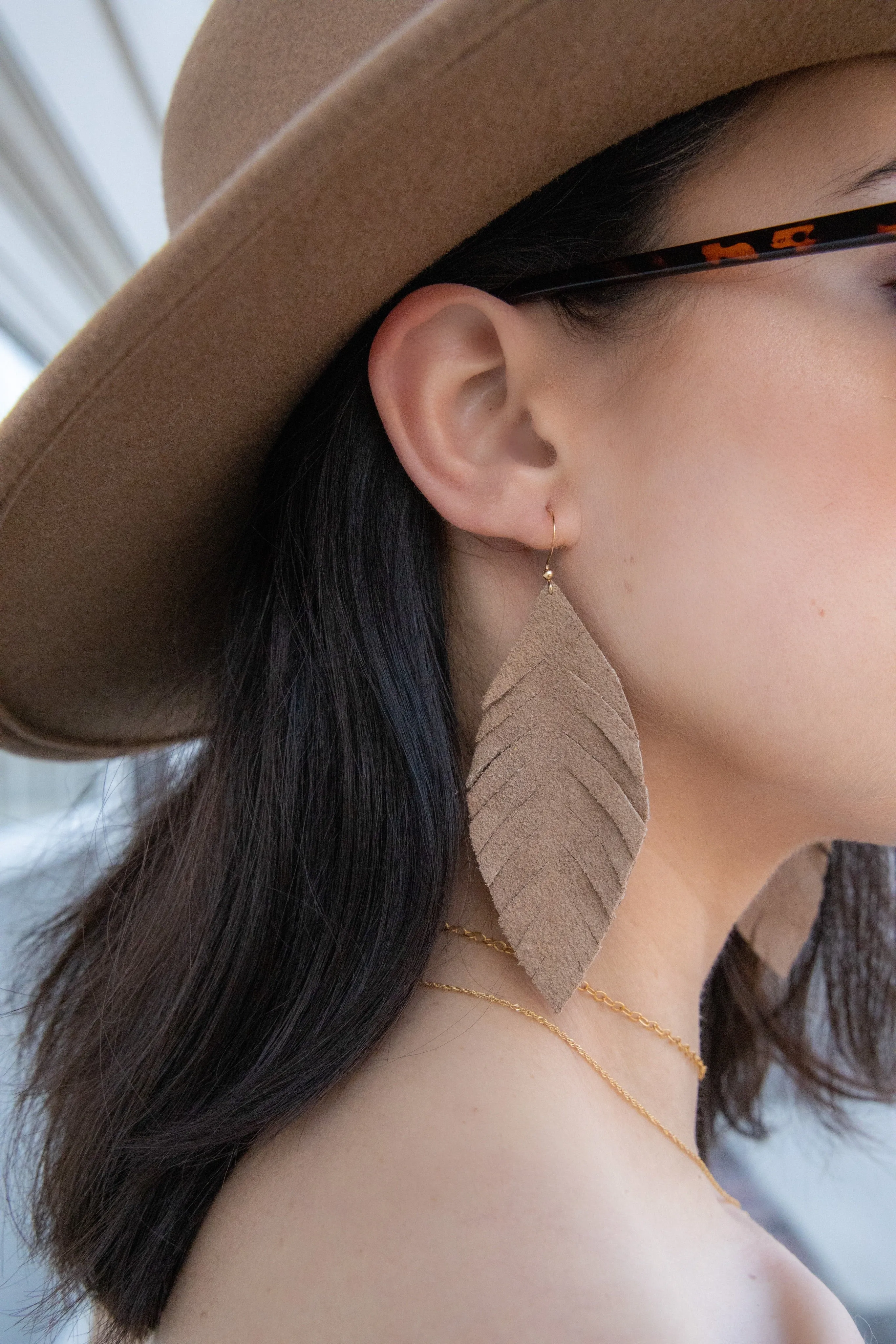 LOU Genuine Leather Feather Earrings in 50 Colors