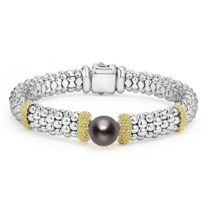 Luna Two-Tone Tahitian Black Pearl Caviar Bracelet | 9mm