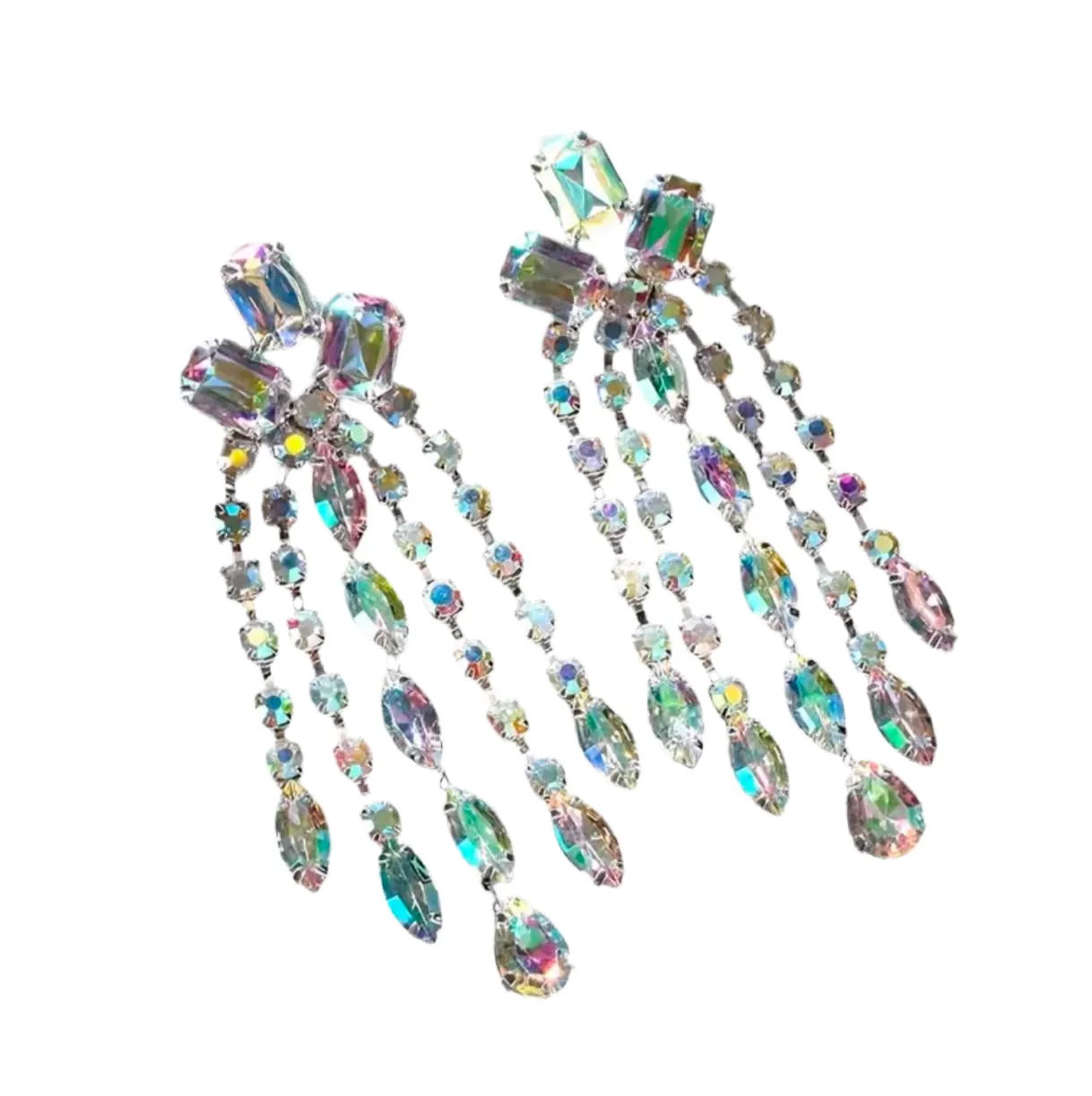 Luxury Iridescent Exaggerated Tassel Earrings