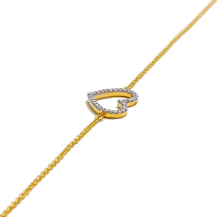 Majestic Heart-Shaped Diamond   18k Gold Bracelet