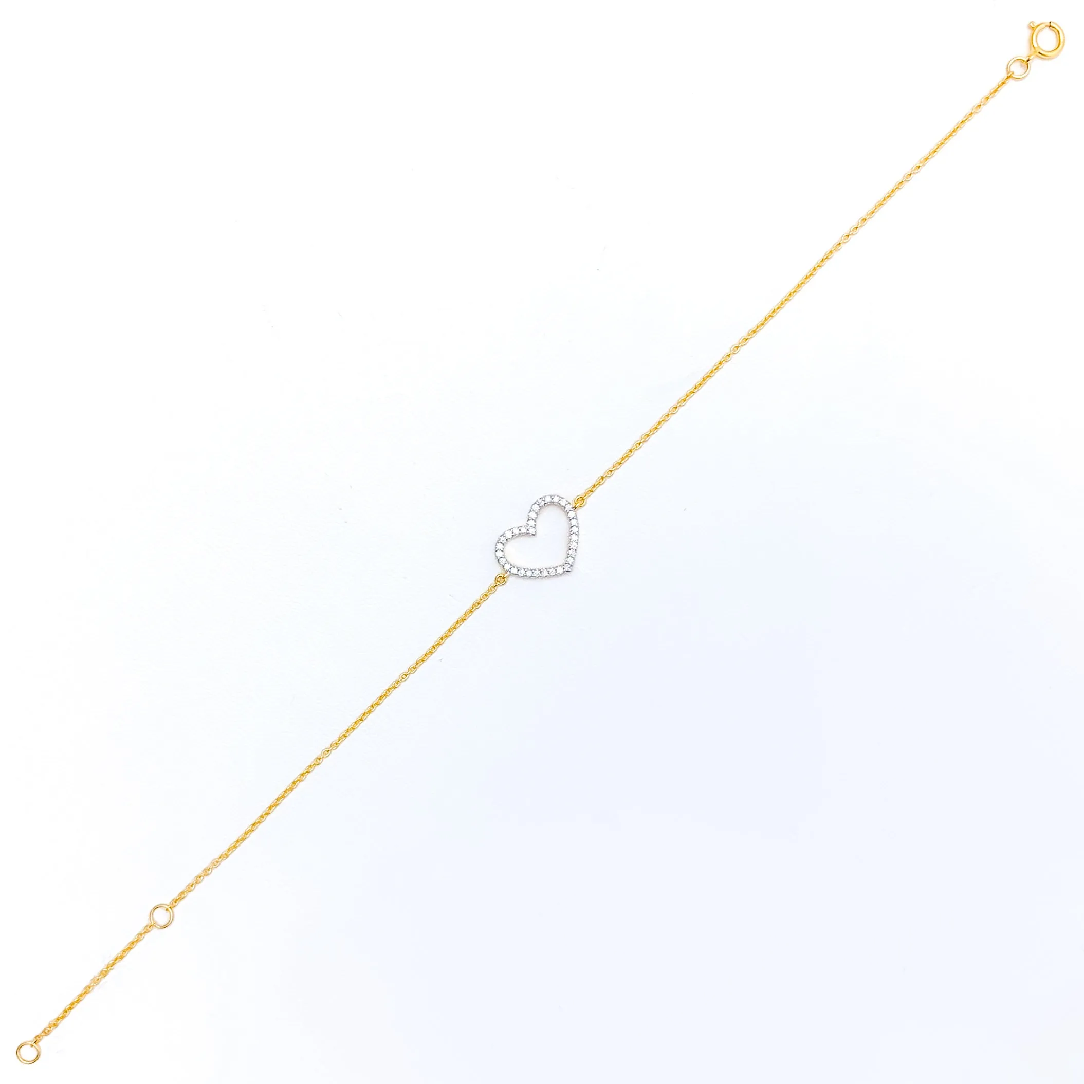 Majestic Heart-Shaped Diamond   18k Gold Bracelet