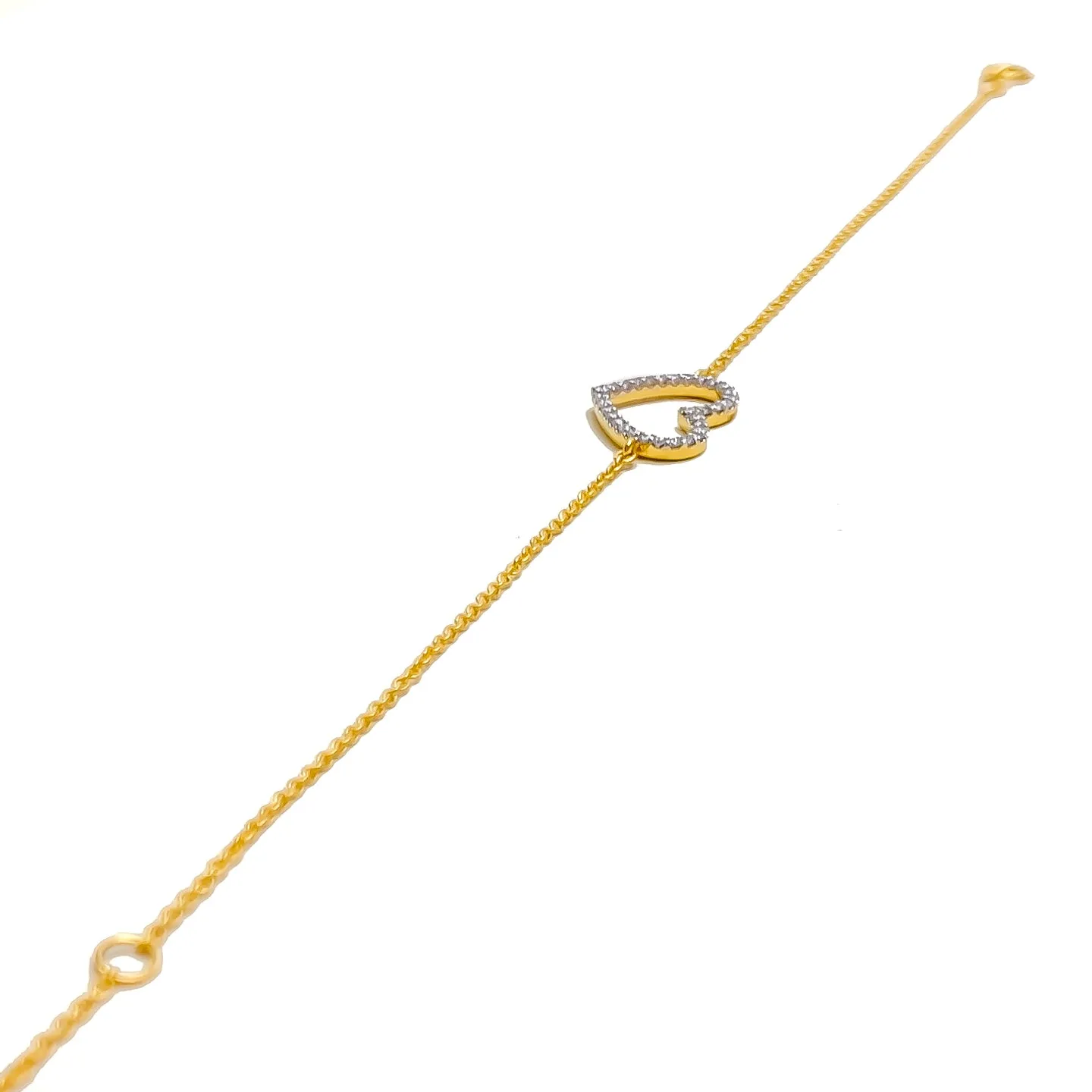 Majestic Heart-Shaped Diamond   18k Gold Bracelet