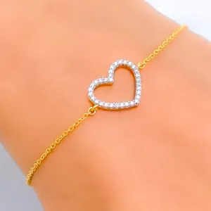 Majestic Heart-Shaped Diamond   18k Gold Bracelet