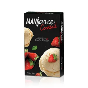 Manforce Cocktail Strawberry-Vanilla Flavoureded and Dotted Condoms 10 Pcs