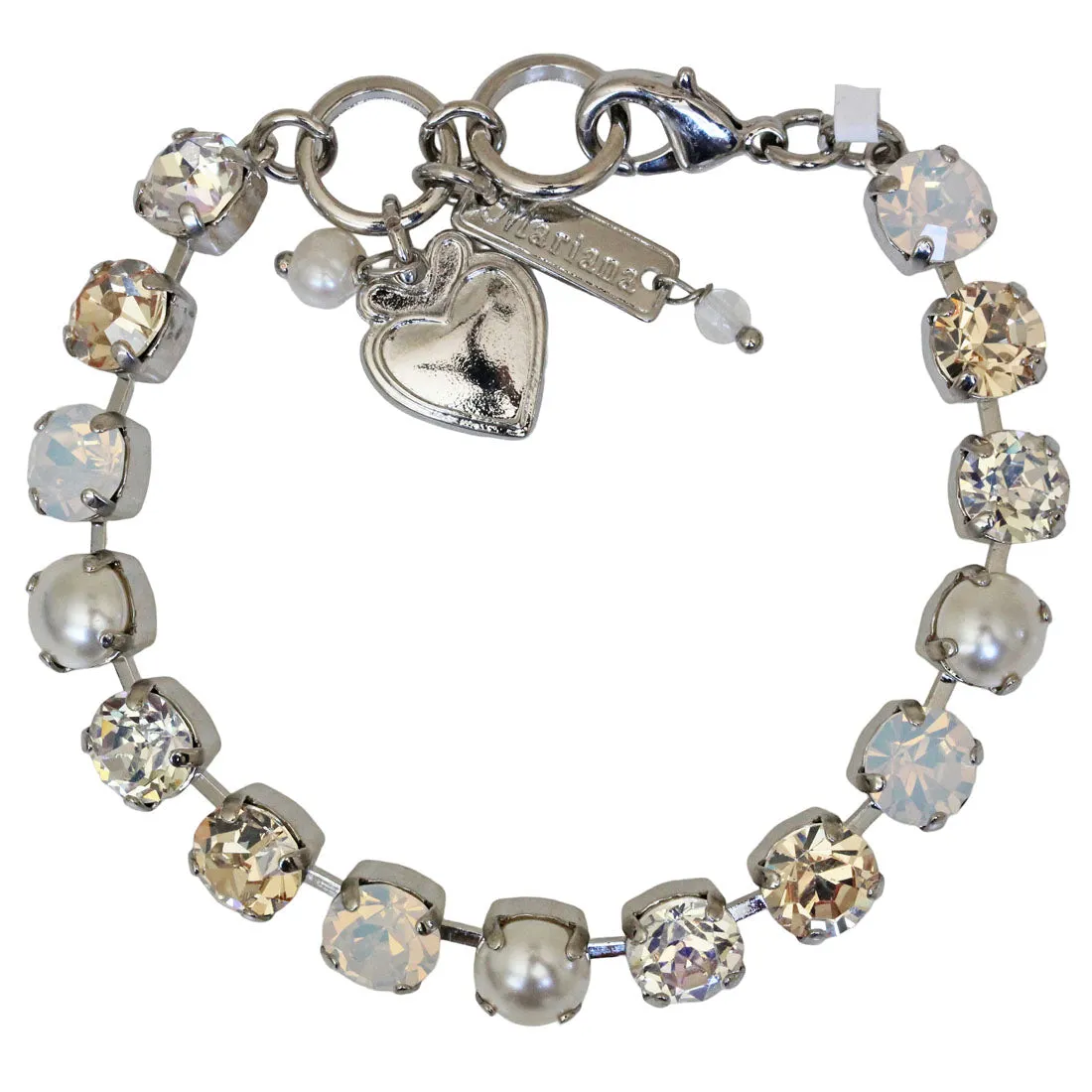 Mariana "Champagne and Caviar" Rhodium Plated Must-Have Everyday Crystal Tennis Bracelet, 4252 3911ro