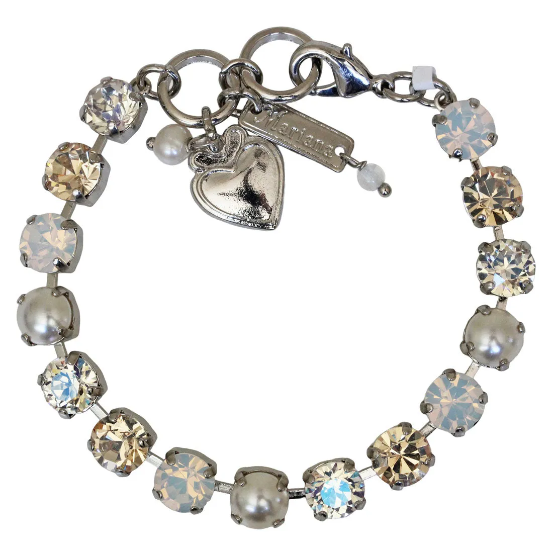 Mariana "Champagne and Caviar" Rhodium Plated Must-Have Everyday Crystal Tennis Bracelet, 4252 3911ro