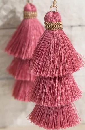 Mauve tassel earring *