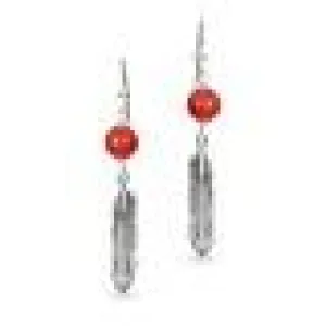 MCJ Feather Earrings with Gem Stone