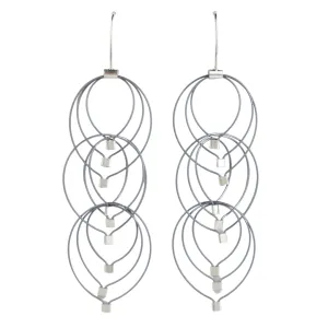 Meghan Patrice Riley Gunmetal Feather Teardrop Mini Hook Earrings