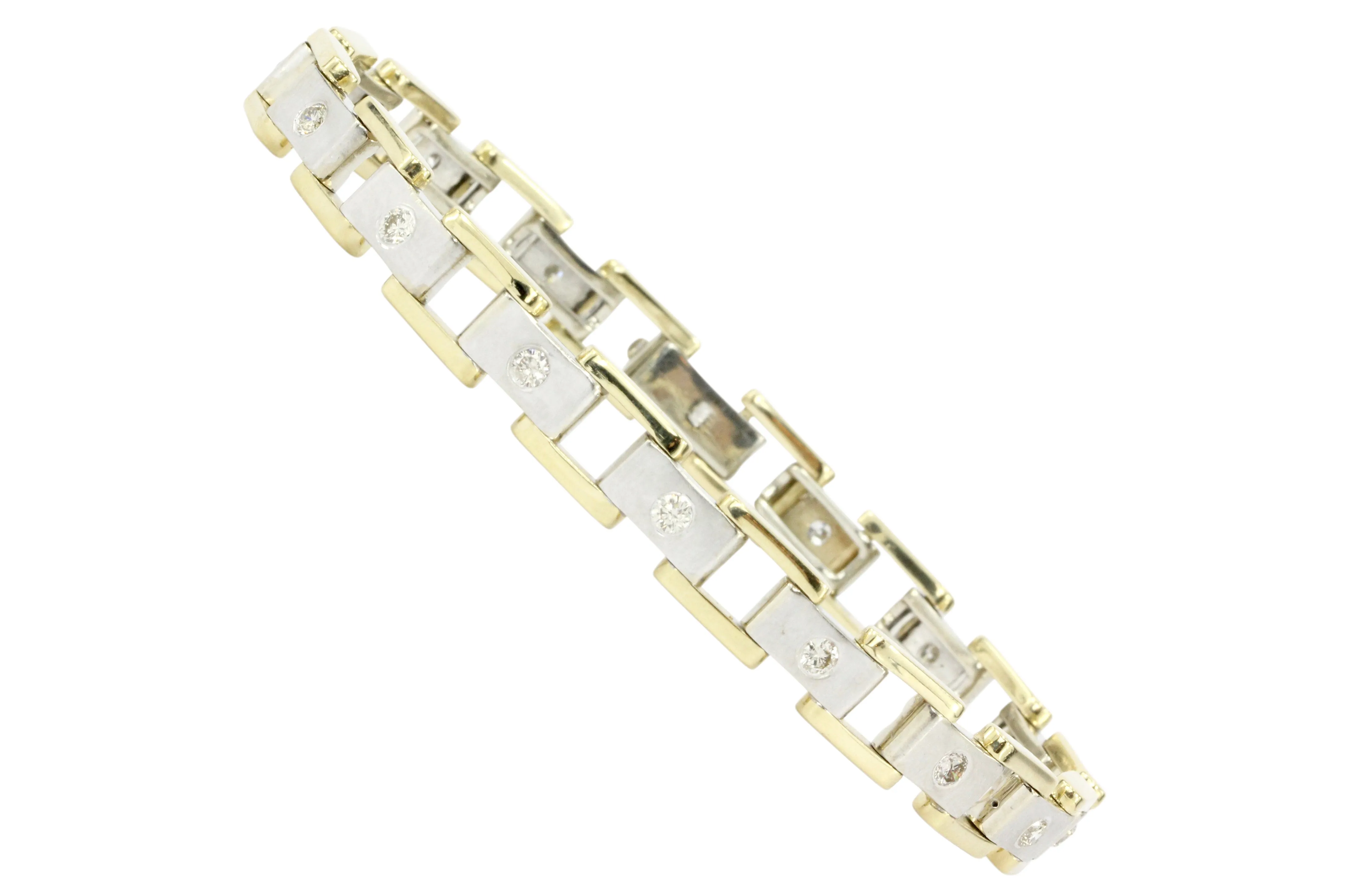 Men's 14K White & Yellow Gold Station Diamond Bracelet