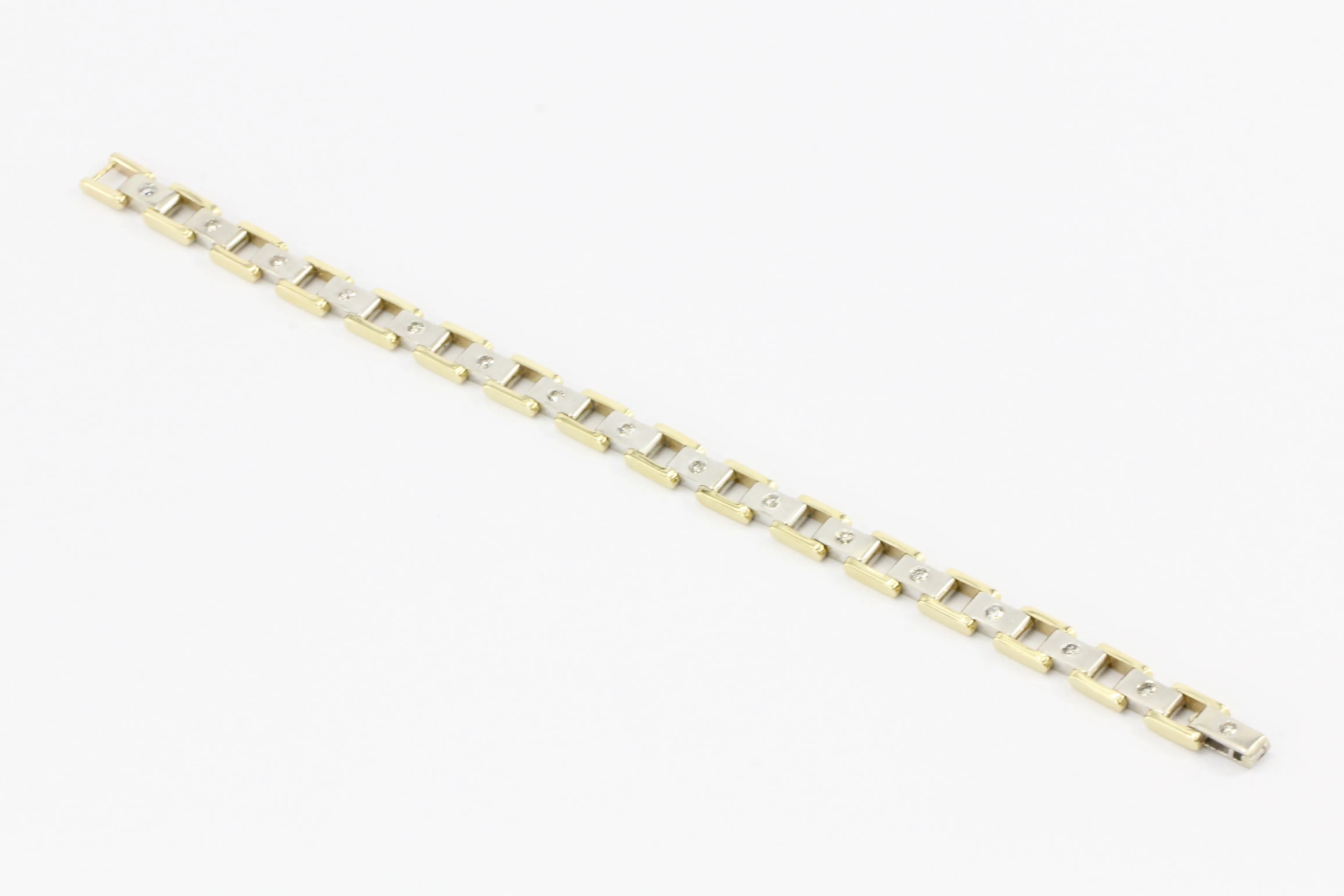 Men's 14K White & Yellow Gold Station Diamond Bracelet
